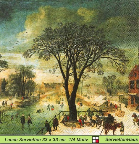 Fritzwilliam Museum - Schlittschuh laufen auf dem Fluß - 1 Lunch Serviette
